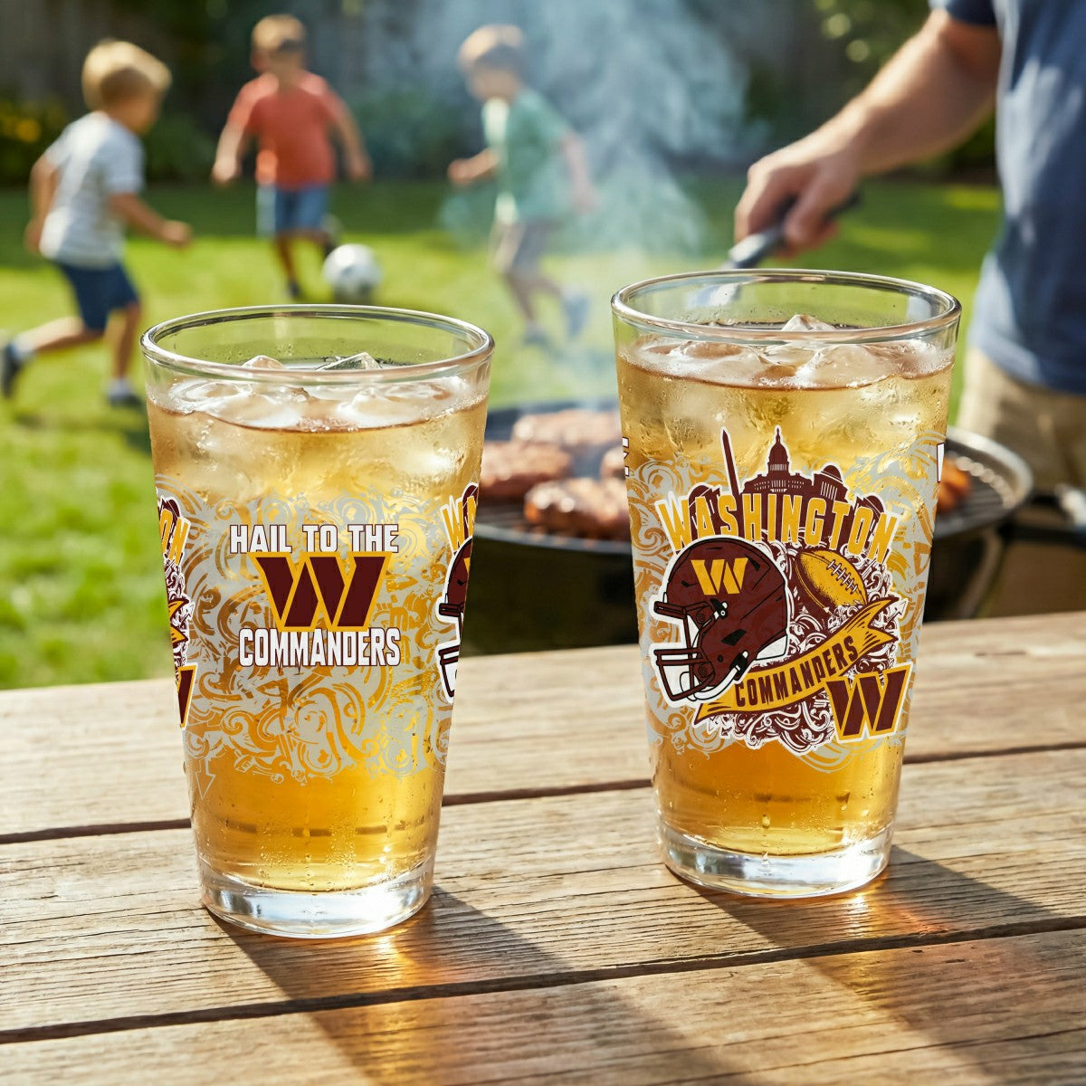 Washington Commanders 16oz Glass pint, Set of 2, NFL, Home