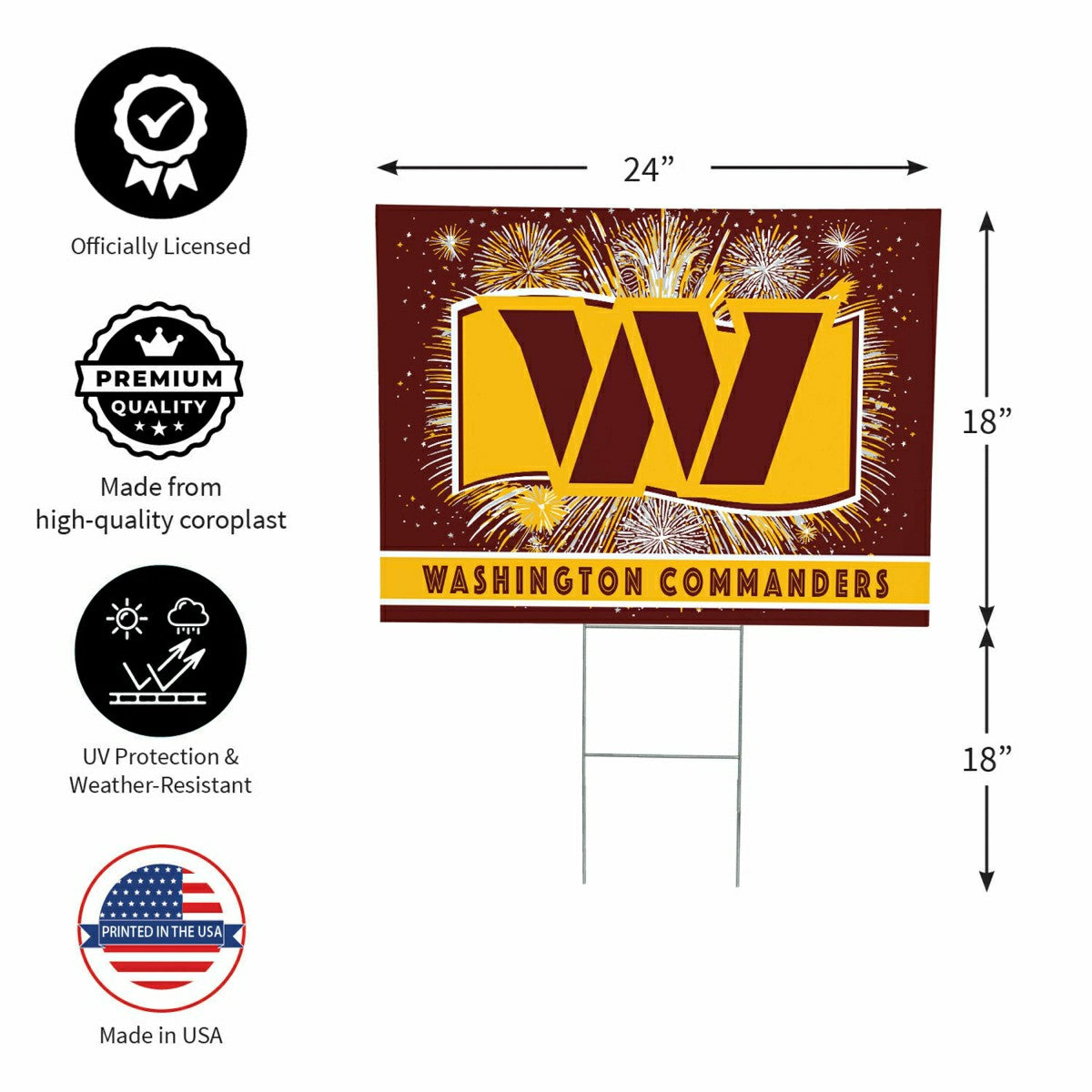 Washington Commanders Yard Sign, Patriotic, NFL, Home