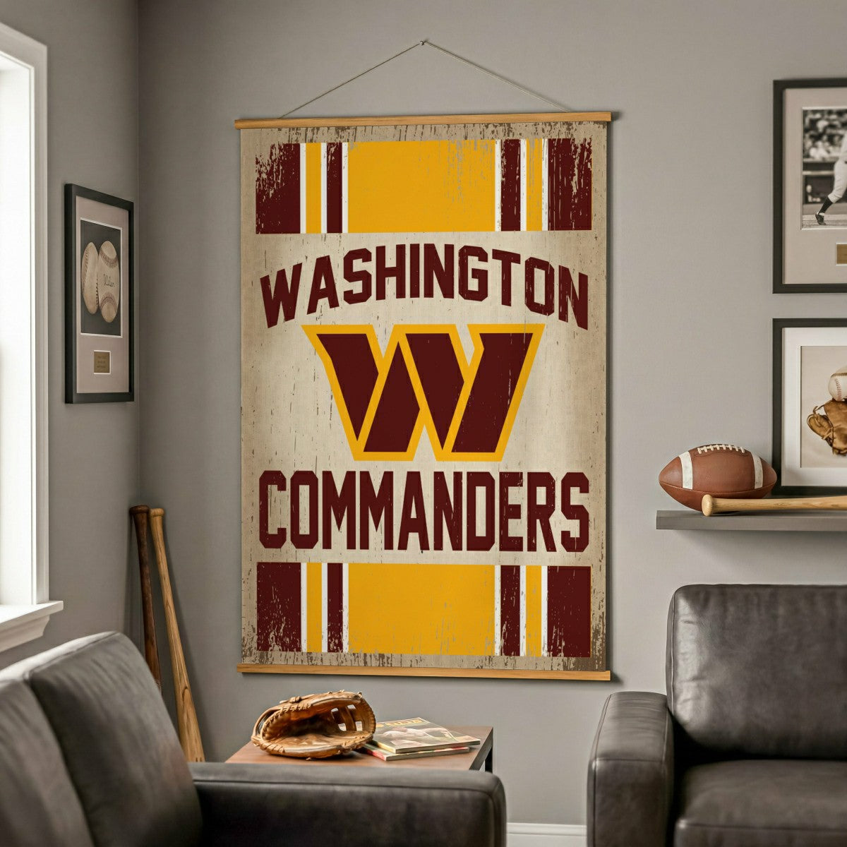 Washington Commanders, Canvas Wall Tapestry, Large, 54x36, NFL, Home