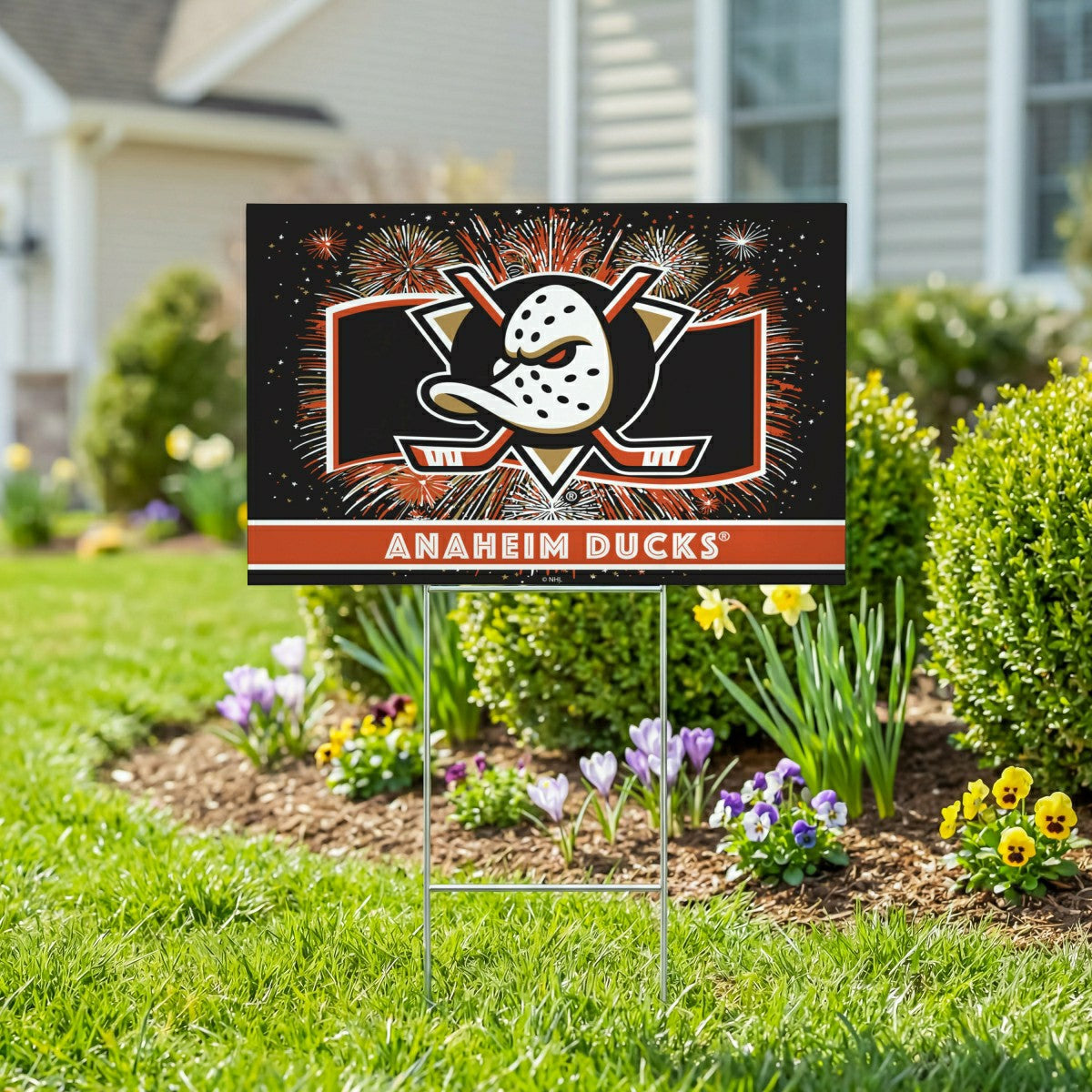 Anaheim Ducks Yard Sign, Patriotic, NHL, Home