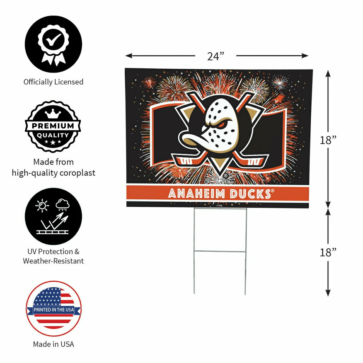 Anaheim Ducks Yard Sign, Patriotic, NHL, Home