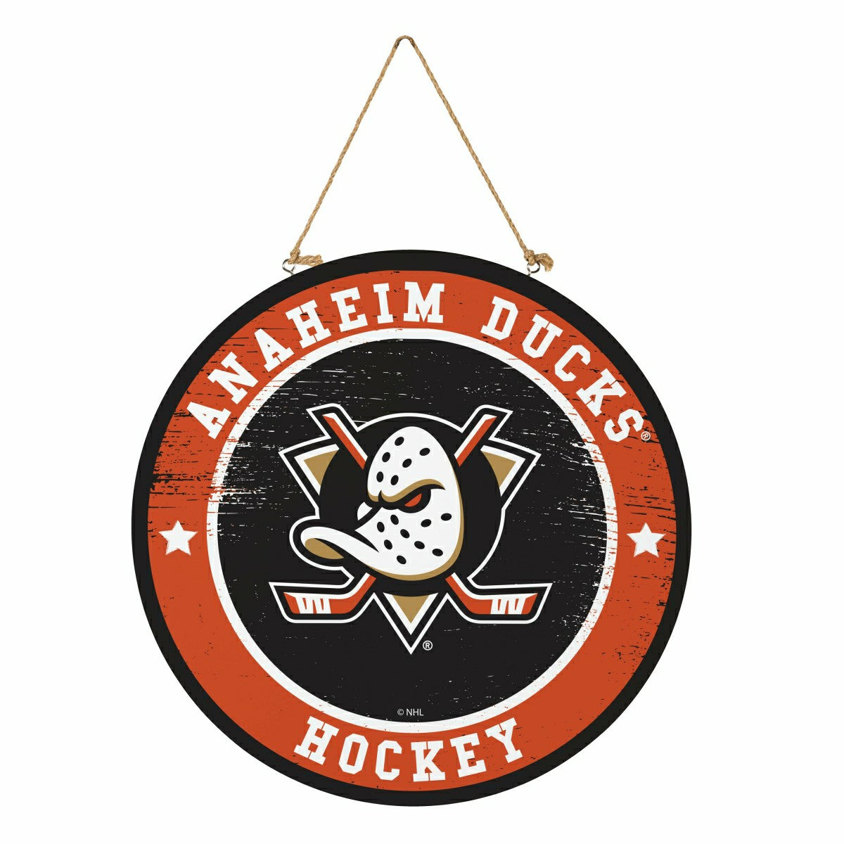 Anaheim Ducks Round Door Décor with Hanging Rope, 18x18, NHL, Home