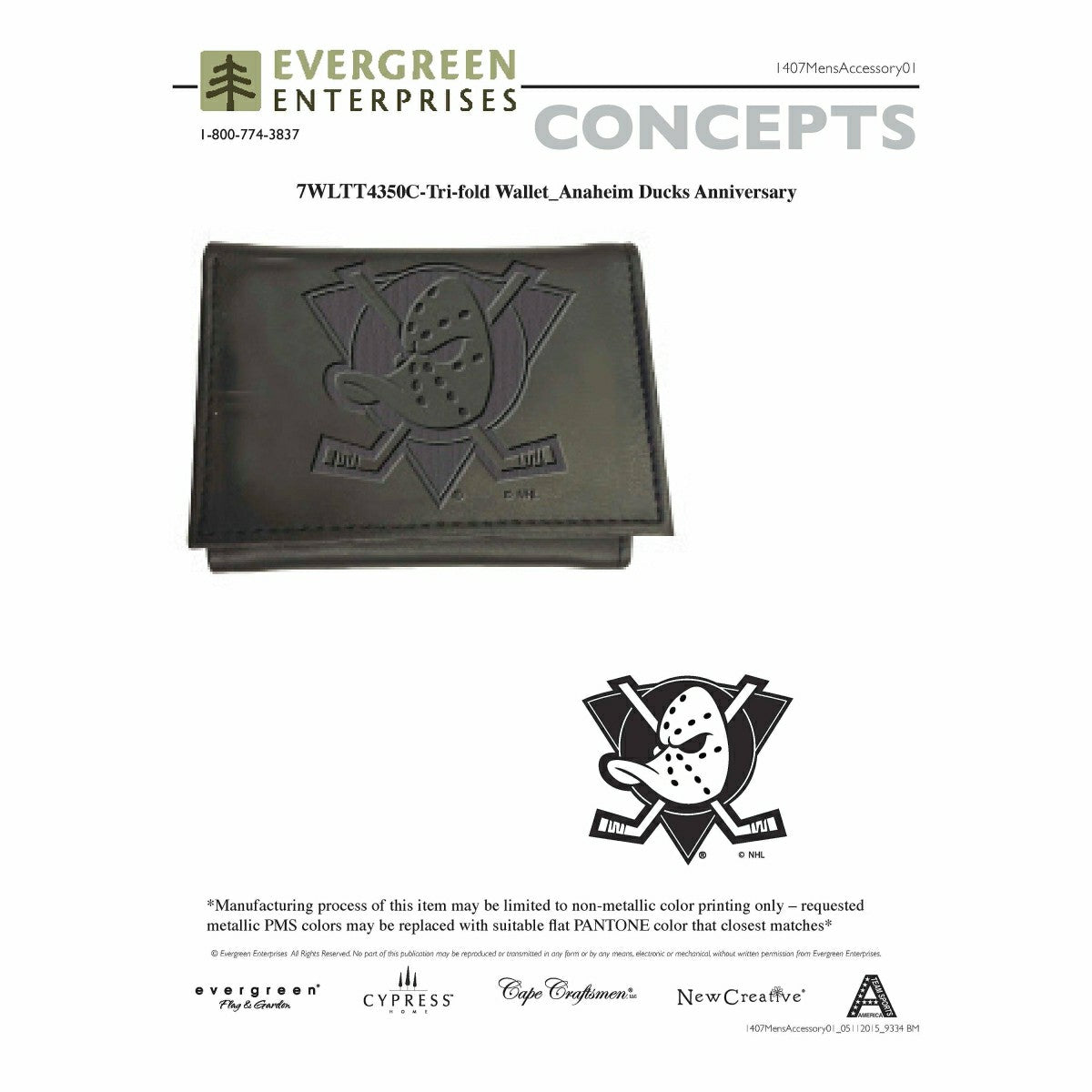 Wallet, Tri-Fold, Anaheim Ducks, NHL, Home