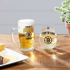 Stemless 17OZ Glass & Tankard 16OZ Gift Set, Boston Bruins, NHL, Home