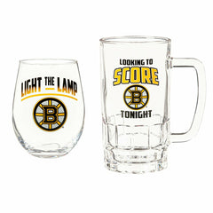 Stemless 17OZ Glass & Tankard 16OZ Gift Set, Boston Bruins, NHL, Home