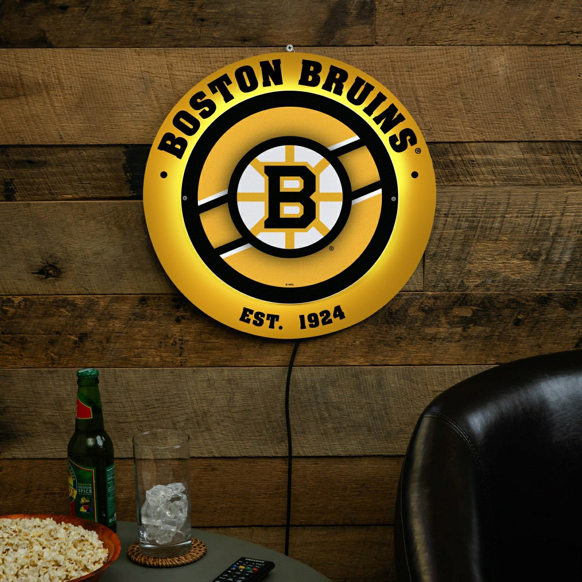 Boston Bruins, Metal Lite, Round, NHL