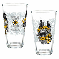 Boston Bruins 16oz Glass pint, Set of 2, NHL, Home