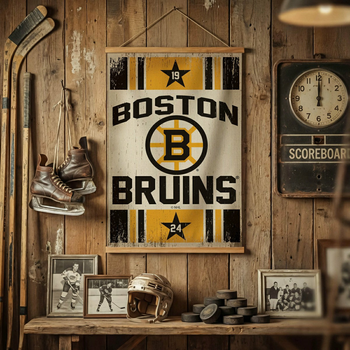 Boston Bruins, Canvas Wall Tapestry, Medium, 36x24, NHL, Home