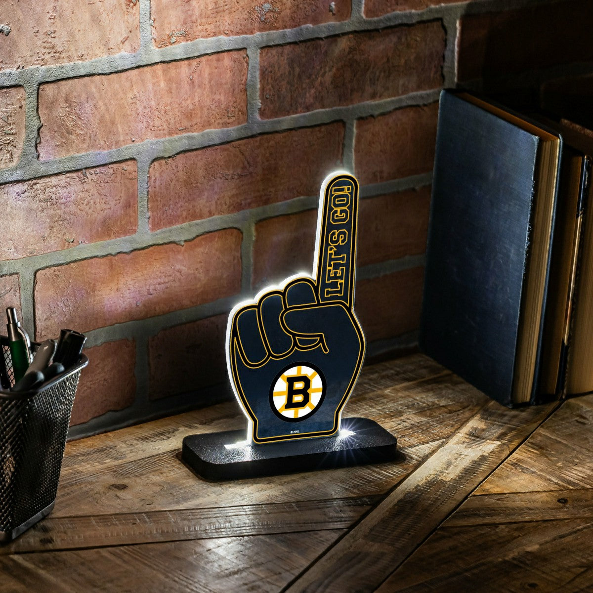 Boston Bruins Hockey Foam Finger Desklite LED Decor, NHL, Home