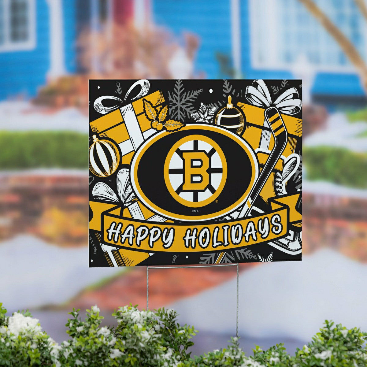 Boston Bruins Yard Sign, Holiday, NHL, Home