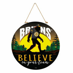 Boston Bruins Bigfoot Round Door Décor with Hanging Rope, 18x18, NHL, Home