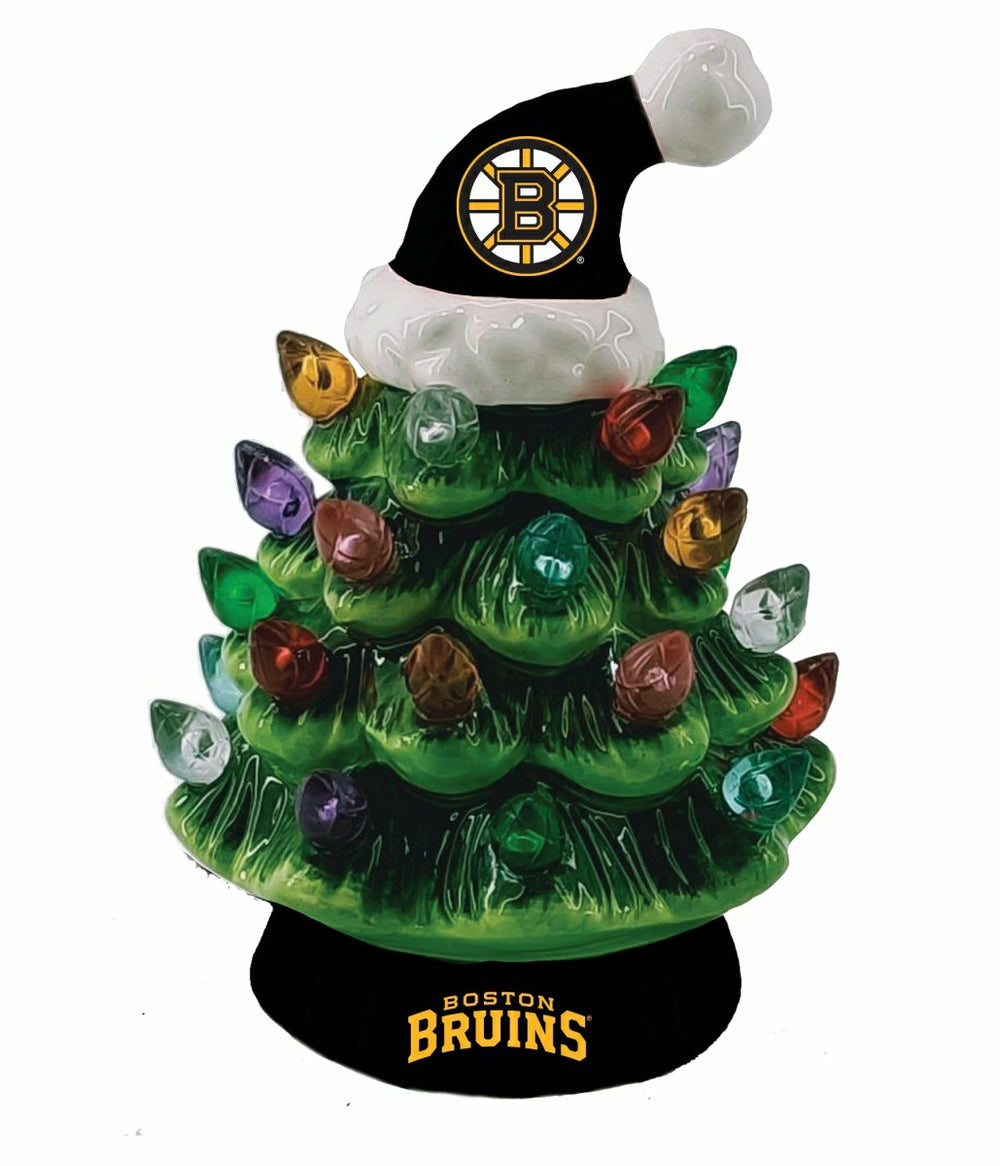 Boston Bruins 4" Mini LED Tabletop Christmas Tree, Set of 2, NHL, Home