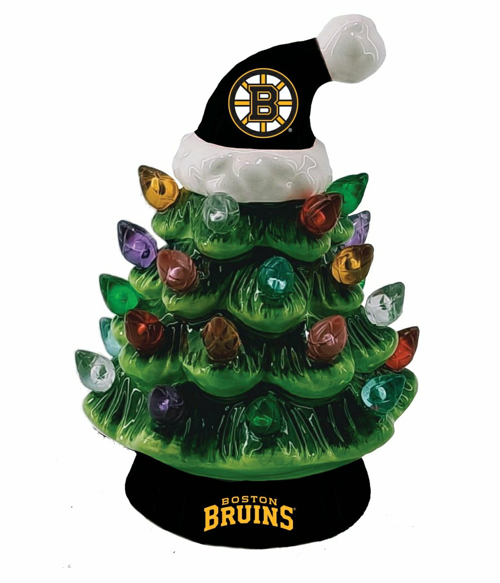 Boston Bruins 4" Mini LED Tabletop Christmas Tree, Set of 2, NHL, Home