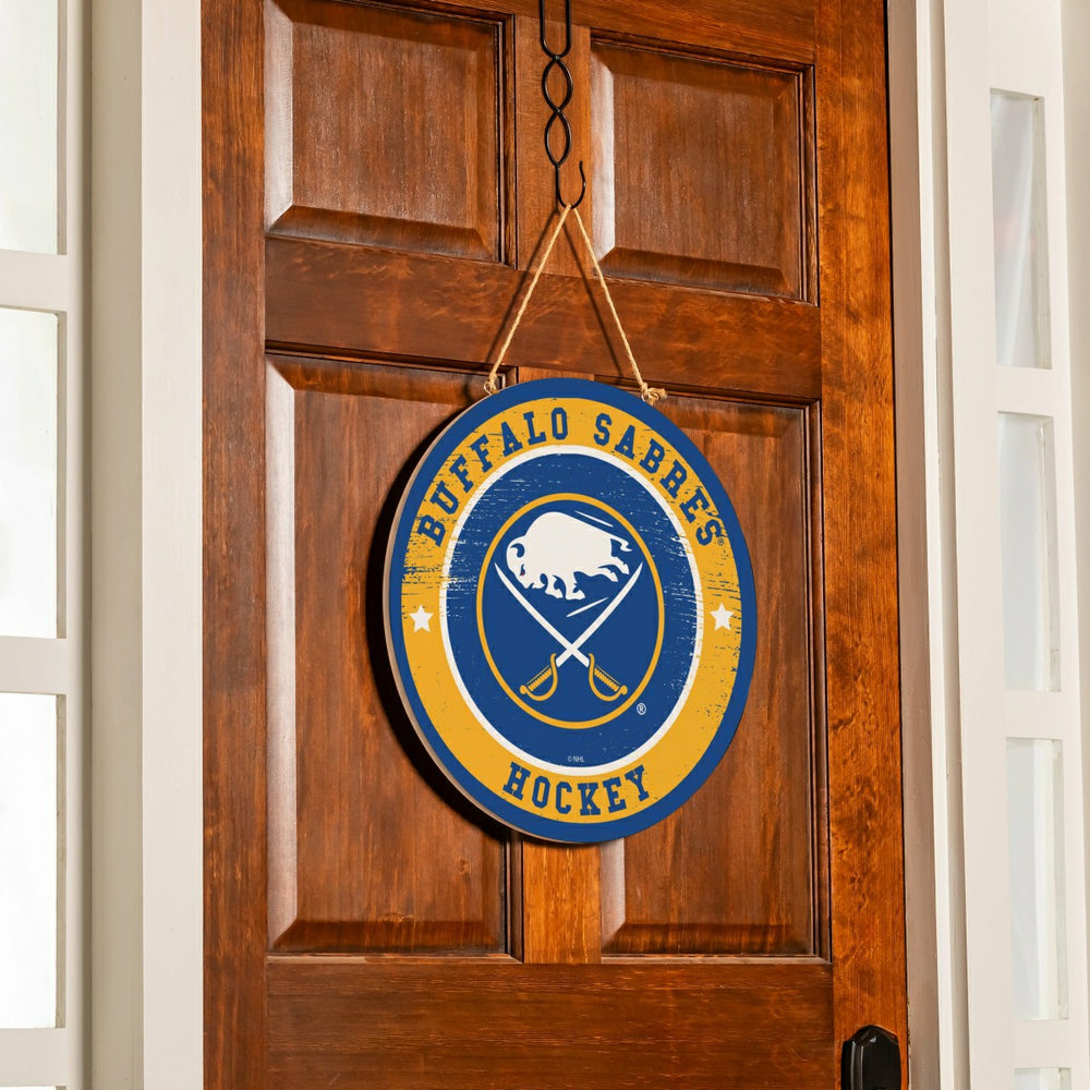 Buffalo Sabres Round Door Décor with Hanging Rope, 18x18, NHL, Home