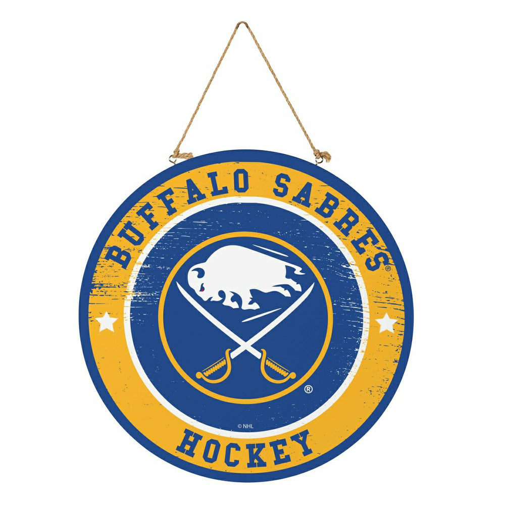 Buffalo Sabres Round Door Décor with Hanging Rope, 18x18, NHL, Home