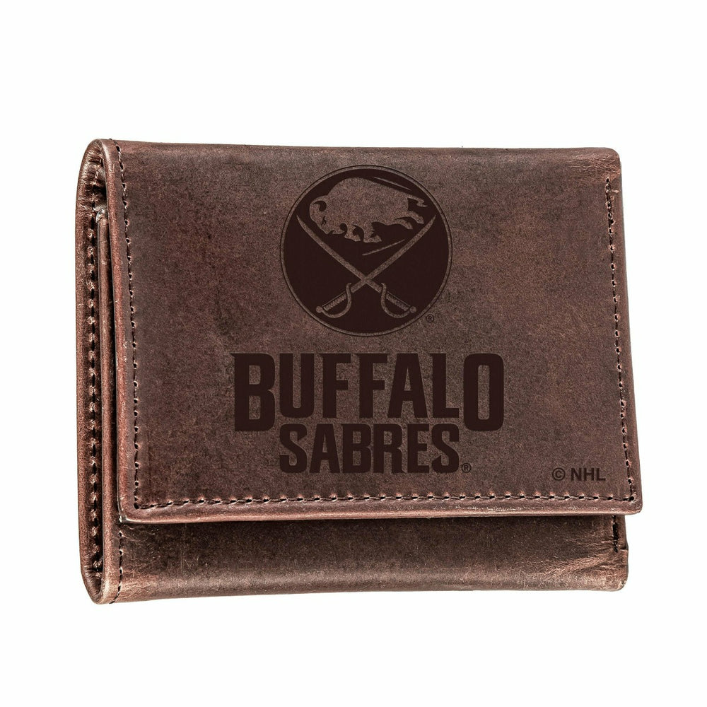 Buffalo Sabres, Tri-Fold Wallet, Brown, CH, 100% Genuine Leather, NHL, Home