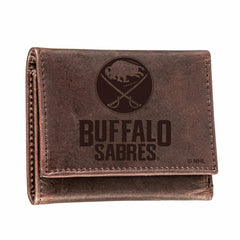 Buffalo Sabres, Tri-Fold Wallet, Brown, CH, 100% Genuine Leather, NHL, Home
