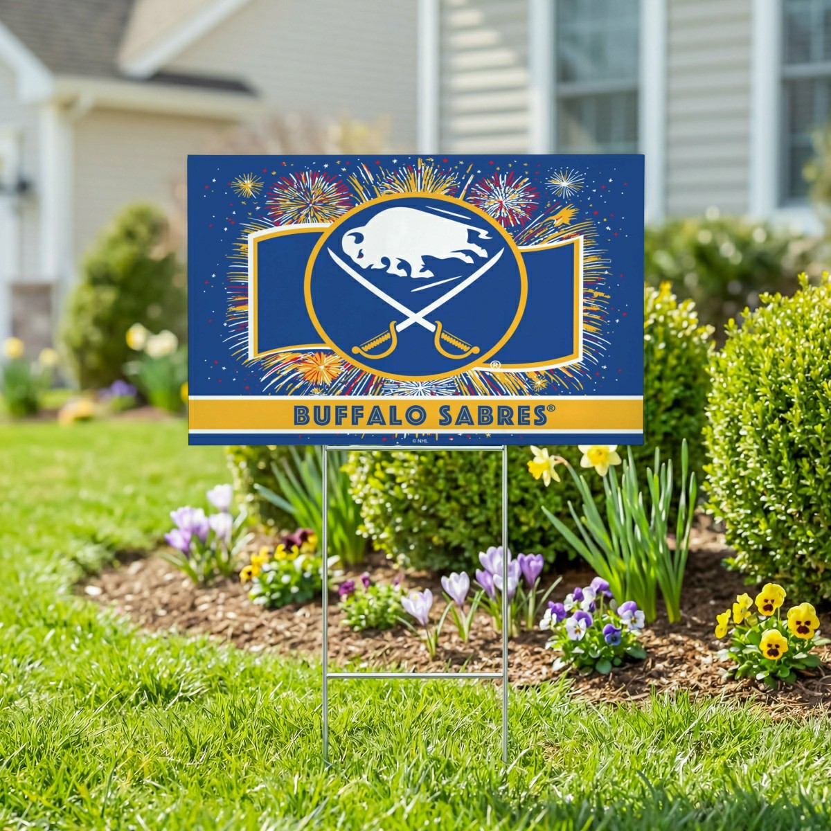 Buffalo Sabres Yard Sign, Patriotic, NHL, Home