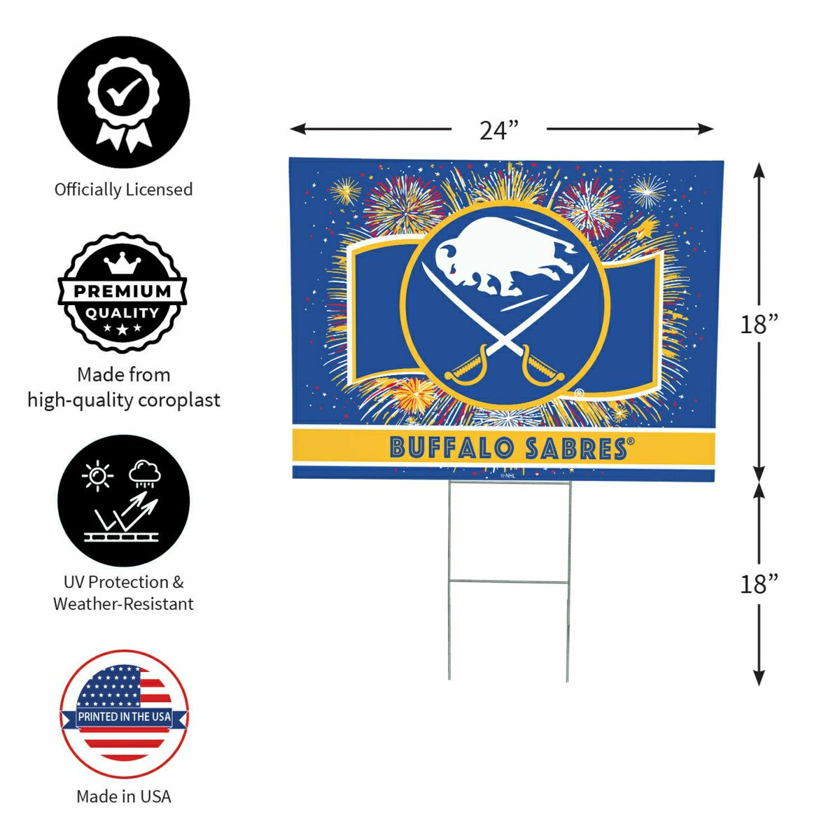 Buffalo Sabres Yard Sign, Patriotic, NHL, Home