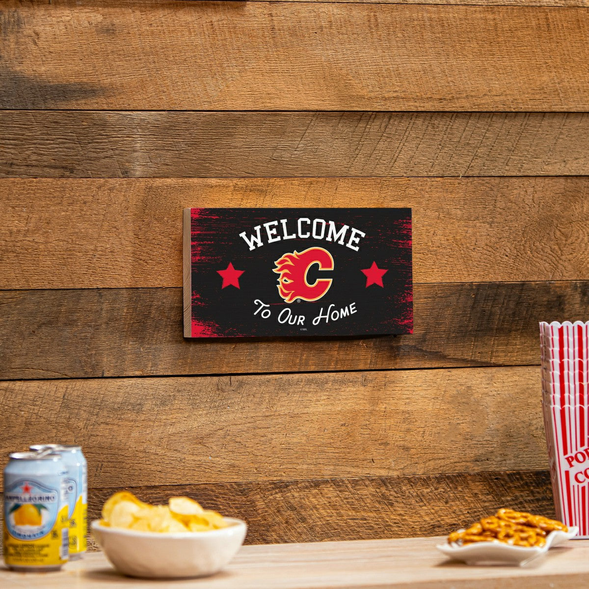 Calgary Flames Wood Wall Sign, 6x11, NHL, Home