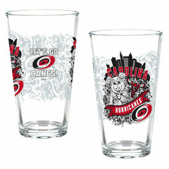 Carolina Hurricanes 16oz Glass pint, Set of 2, NHL, Home