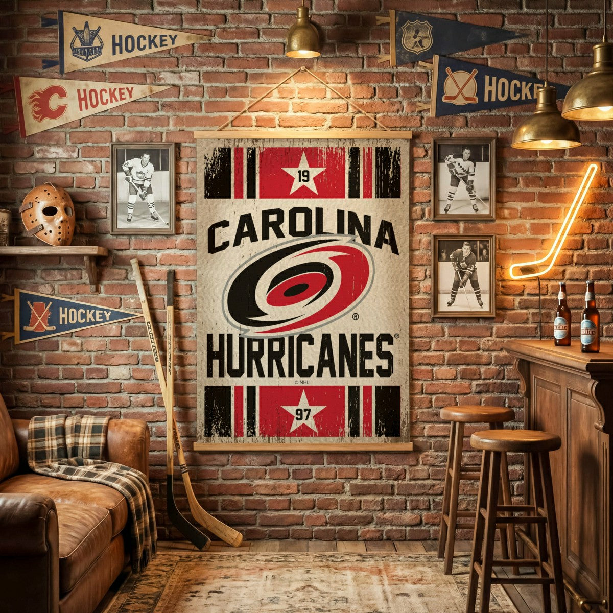 Carolina Hurricanes, Canvas Wall Tapestry, Large, 54x36, NHL, Home