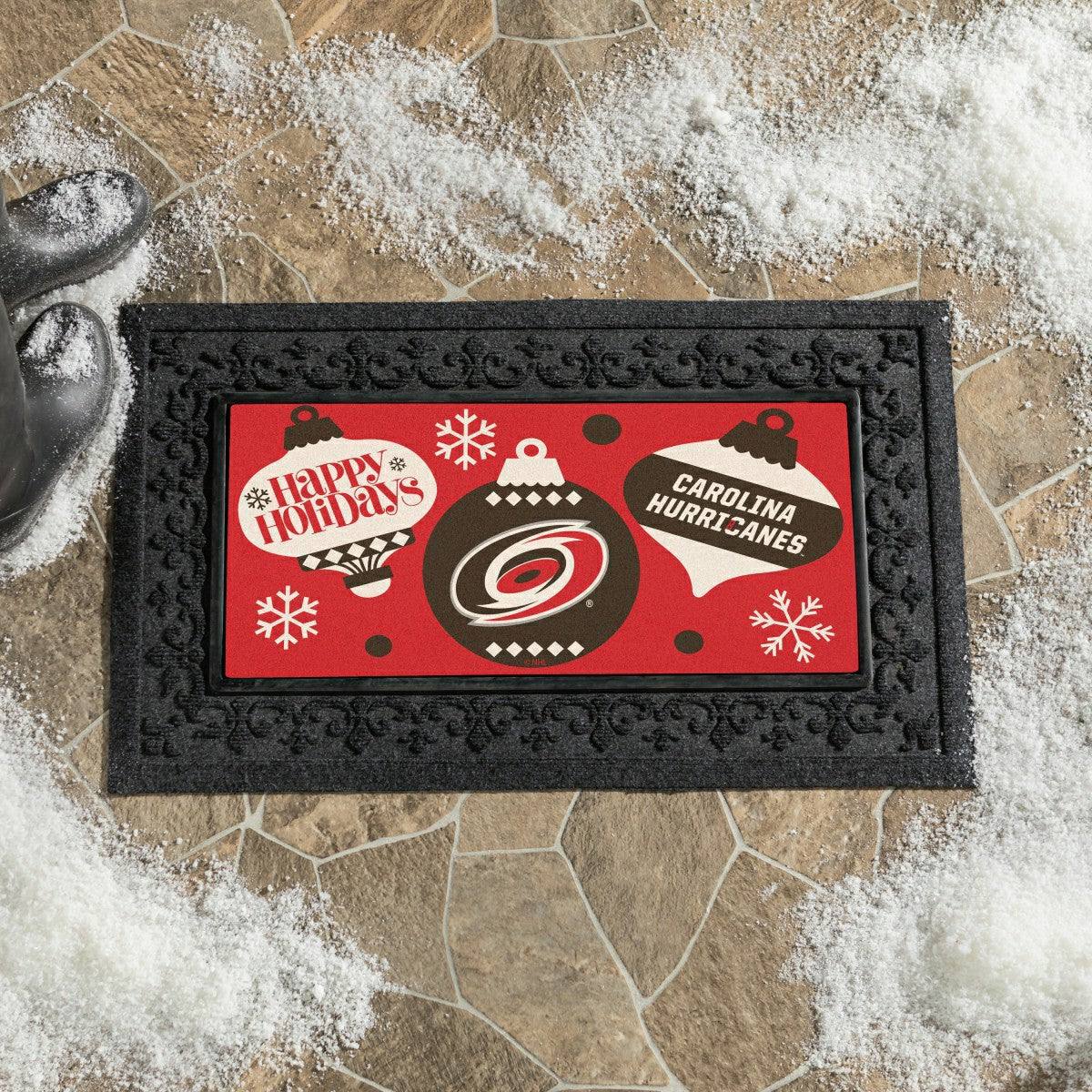 Carolina Hurricanes Holiday Flocked Coir Sassafras Switch Mat, 22"x10", NHL
