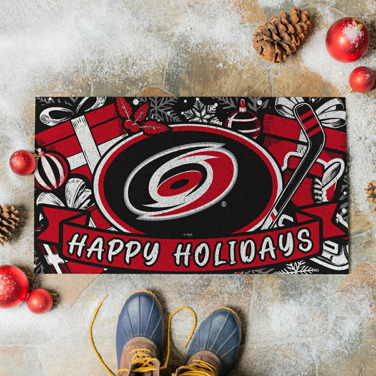 Carolina Hurricanes Holiday PVC Mat, 28"x16", NHL