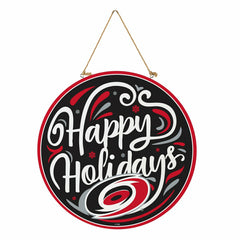 Carolina Hurricanes Holiday Round Door Décor with Hanging Rope, 18x18, NHL, Home