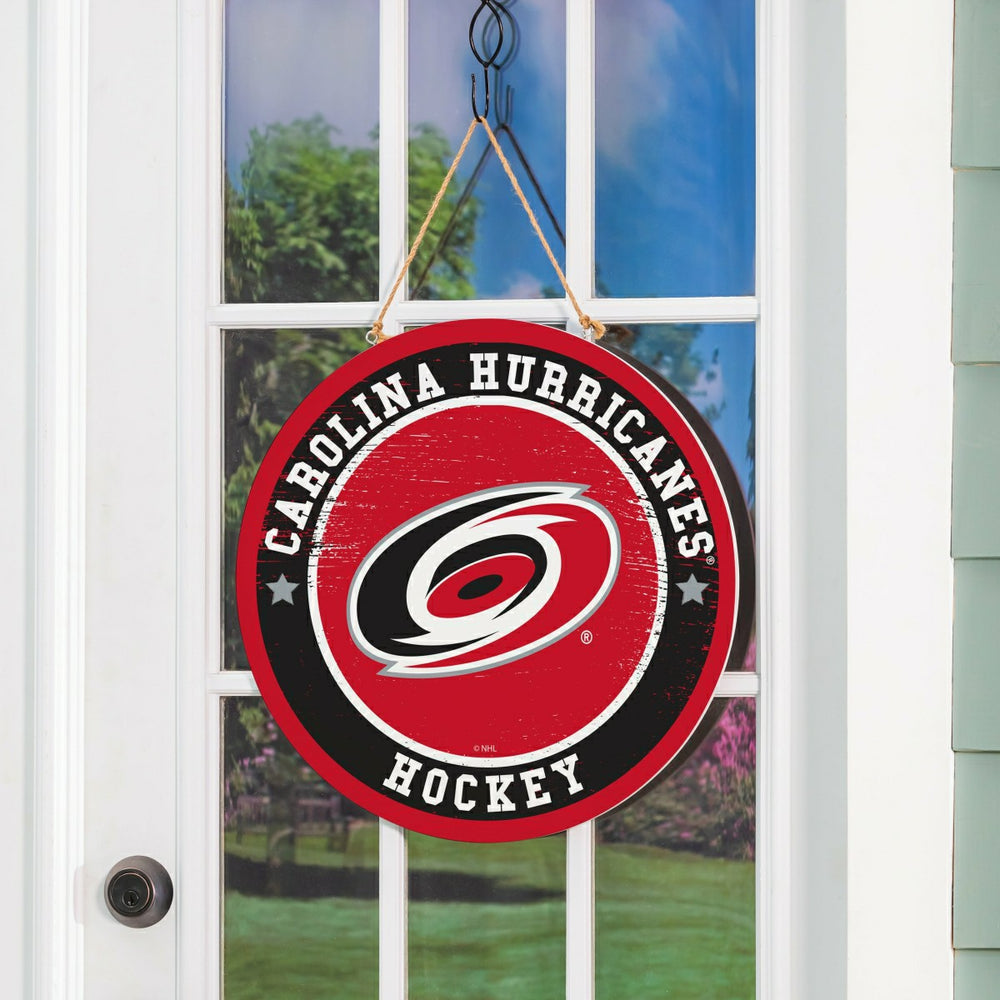 Carolina Hurricanes Round Door Décor with Hanging Rope, 18x18, NHL, Home