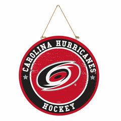 Carolina Hurricanes Round Door Décor with Hanging Rope, 18x18, NHL, Home