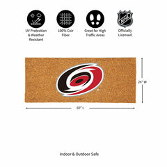 Carolina Hurricanes Extra Large Full Color Coir Mat, 60"x24", NHL