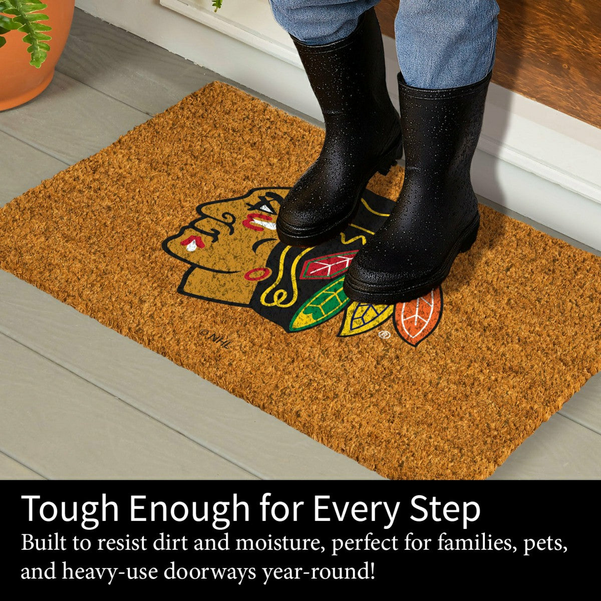 Coir Mat, 16"x28", Chicago Blackhawks, NHL