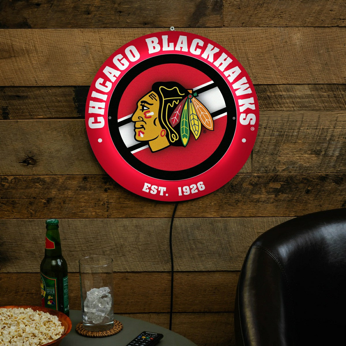 Chicago Blackhawks, Metal Lite, Round, NHL