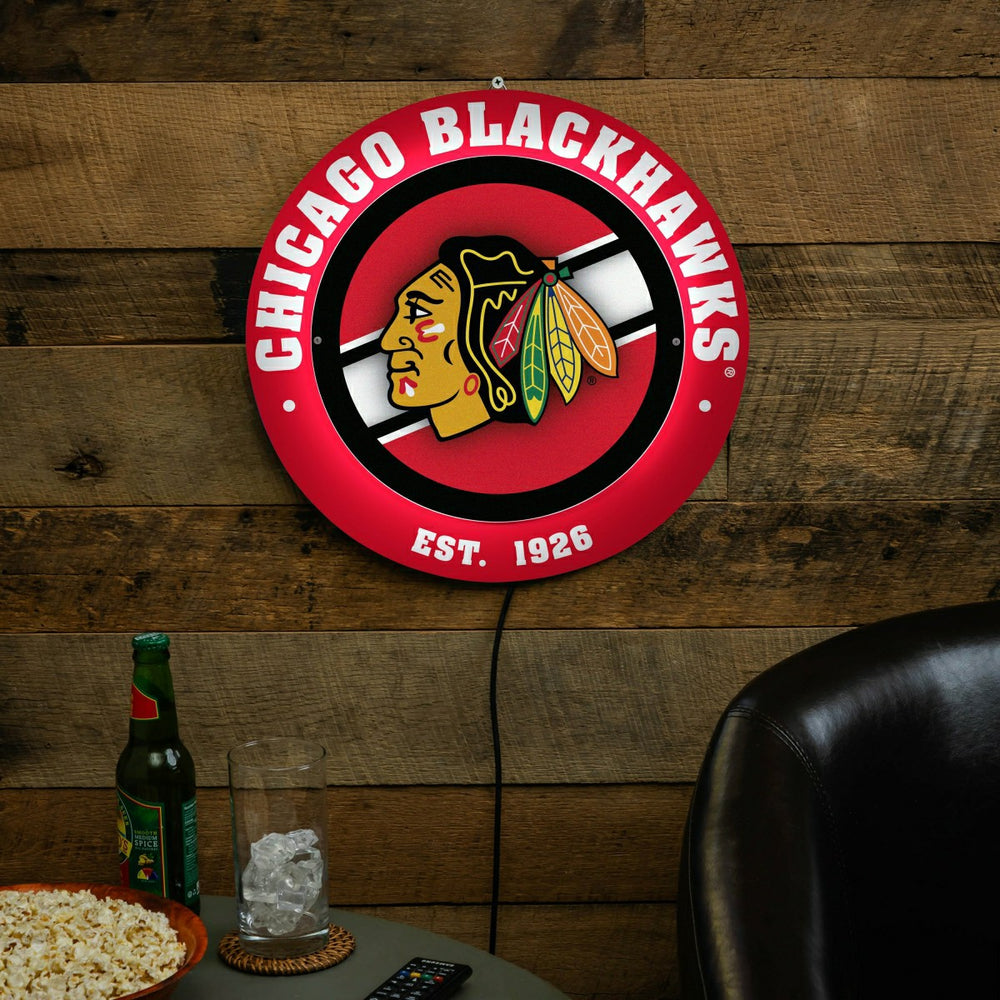 Chicago Blackhawks, Metal Lite, Round, NHL