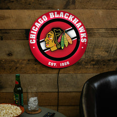 Chicago Blackhawks, Metal Lite, Round, NHL