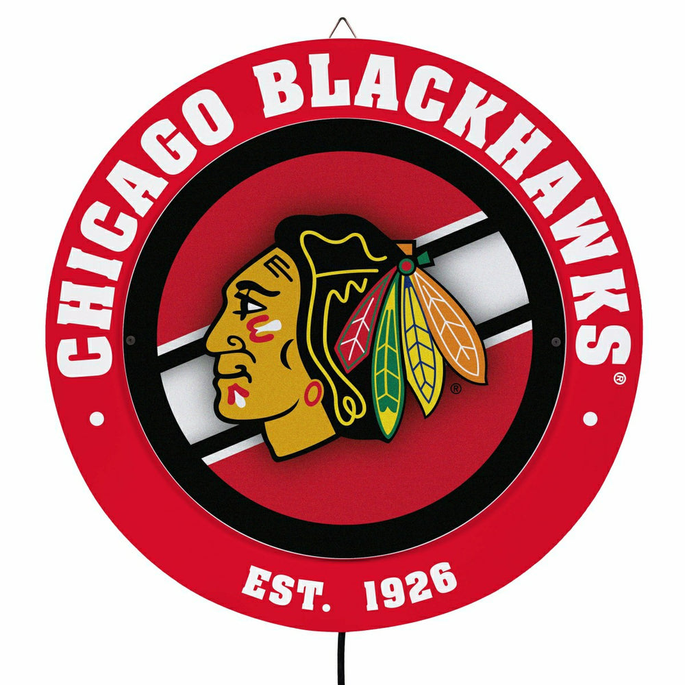 Chicago Blackhawks, Metal Lite, Round, NHL