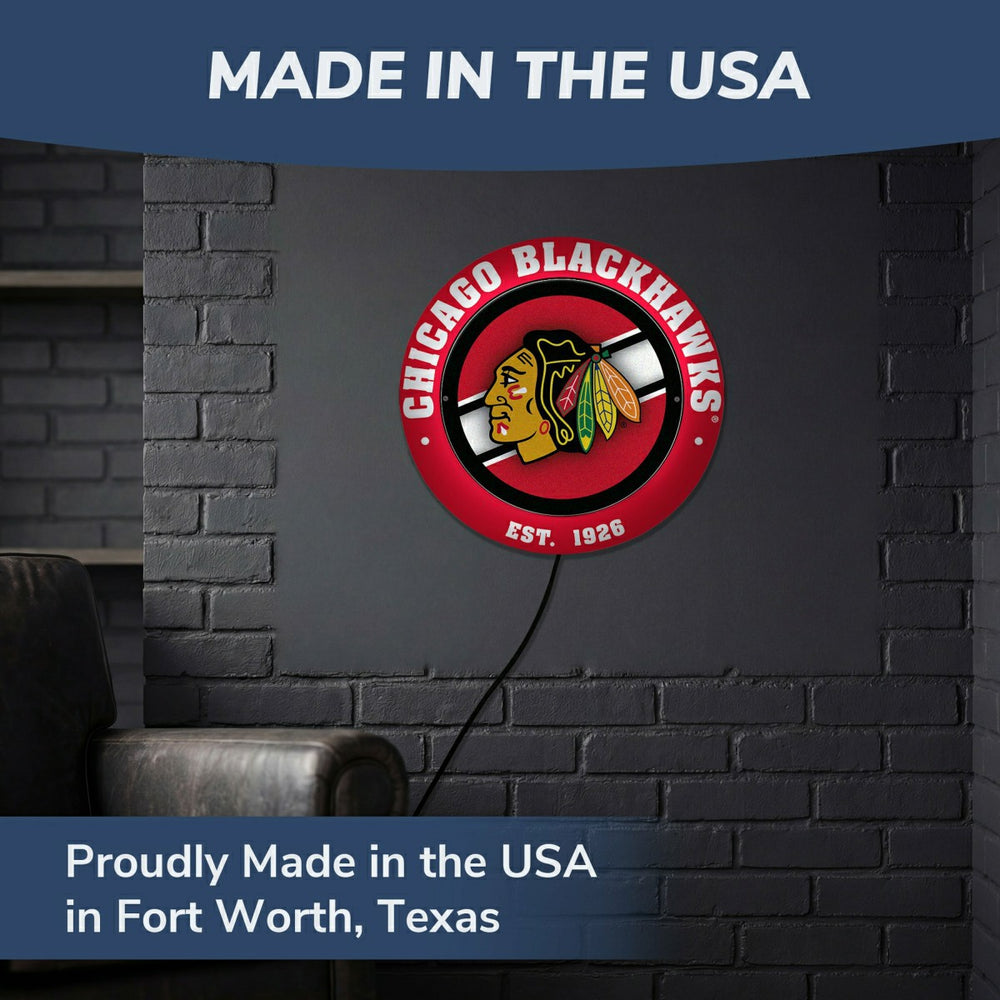 Chicago Blackhawks, Metal Lite, Round, NHL