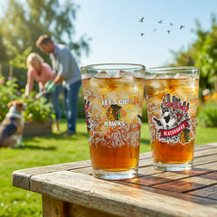 Chicago Blackhawks 16oz Glass pint, Set of 2, NHL, Home