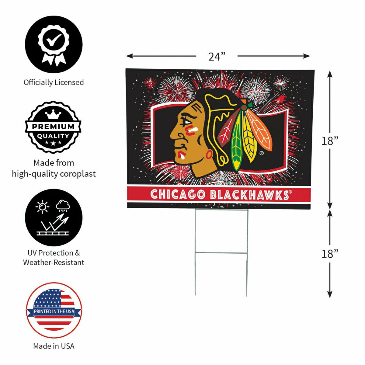 Chicago Blackhawks Yard Sign, Patriotic, NHL, Home