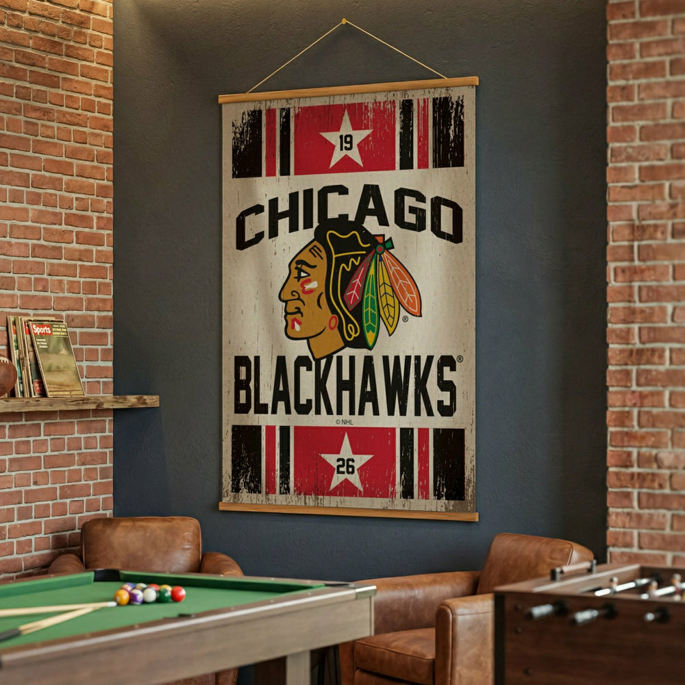 Chicago Blackhawks, Canvas Wall Tapestry, Large, 54x36, NHL, Home