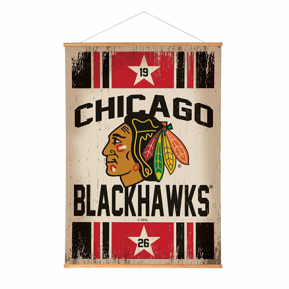 Chicago Blackhawks, Canvas Wall Tapestry, Large, 54x36, NHL, Home