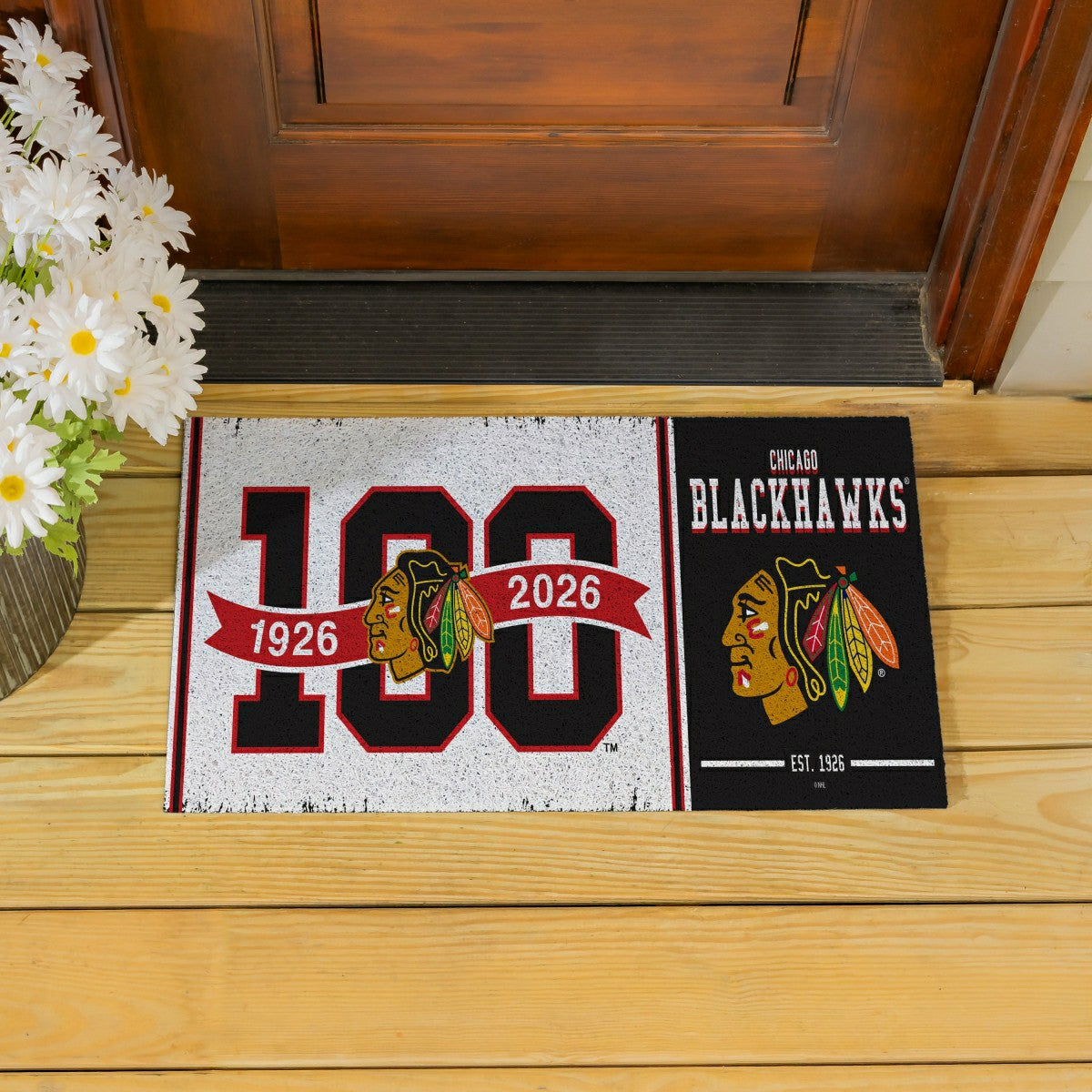 Chicago Blackhawks, 100 Anniversary Turf Mat, Color, NHL