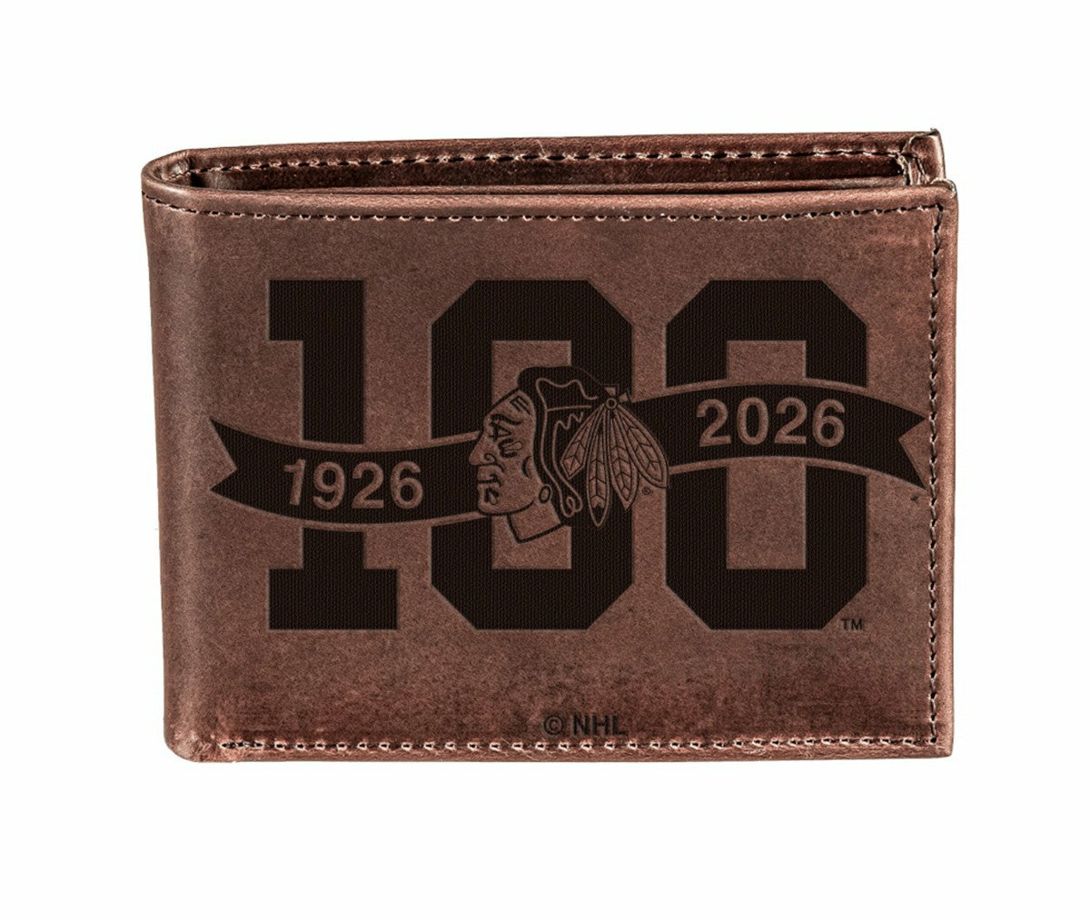 Chicago Blackhawks, 100 Anniversary Wallet, Bi-fold, Brown, NHL, Home