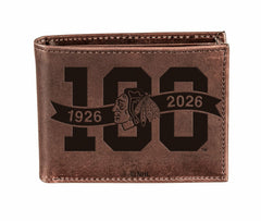 Chicago Blackhawks, 100 Anniversary Wallet, Bi-fold, Brown, NHL, Home