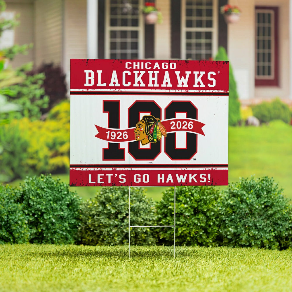 Chicago Blackhawks, 100 Anniversary Cororplast Yard Sign, NHL, Home