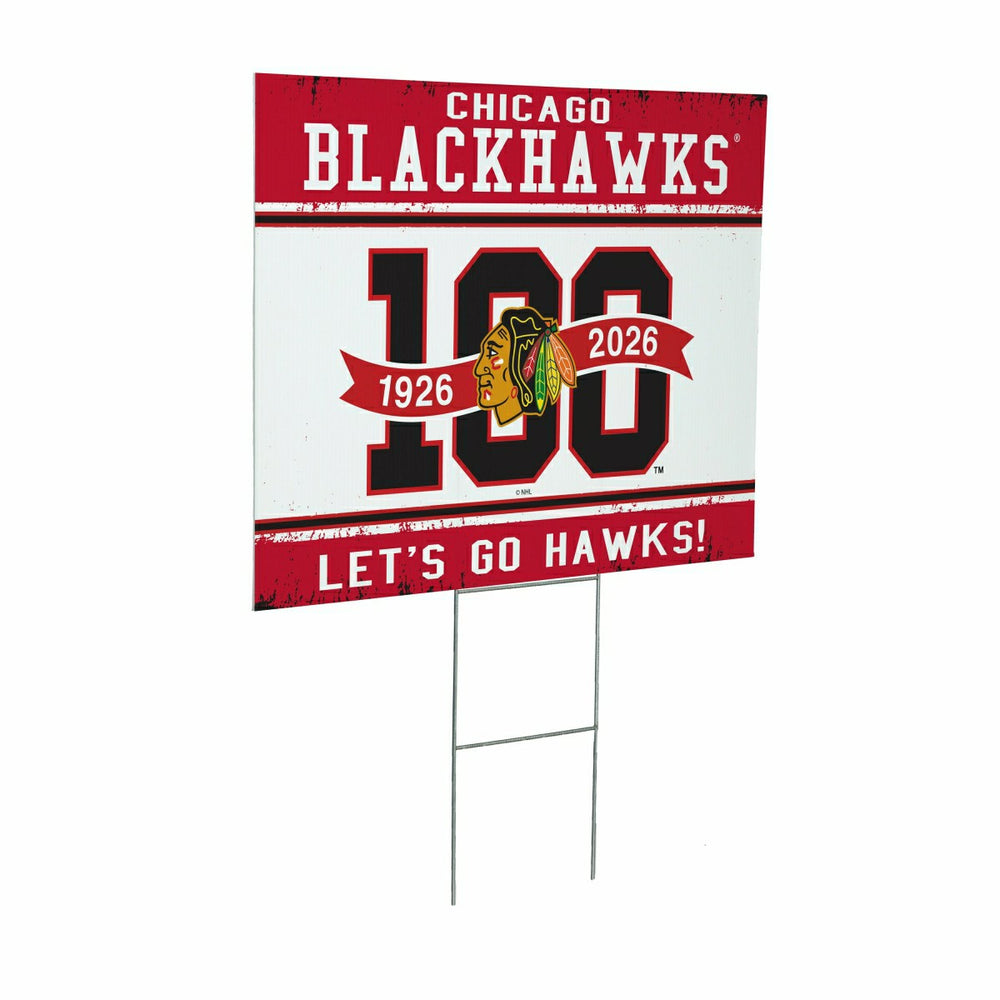 Chicago Blackhawks, 100 Anniversary Cororplast Yard Sign, NHL, Home
