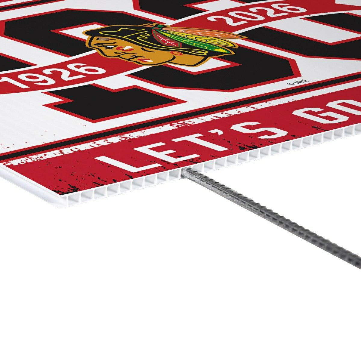 Chicago Blackhawks, 100 Anniversary Cororplast Yard Sign, NHL, Home