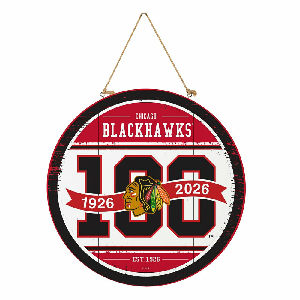 Chicago Blackhawks,100 Anniversary Round Door Decor with Hanging Rope,, NHL, Home
