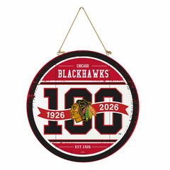 Chicago Blackhawks,100 Anniversary Round Door Decor with Hanging Rope,, NHL, Home